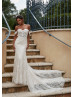 Beaded Sweetheart Neck Ivory Lace Tulle Open Back Wedding Dress